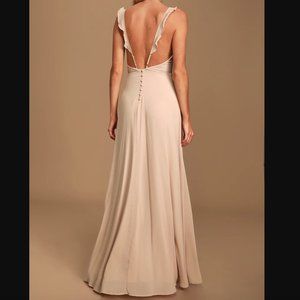 Lulu's Meteoric Rise Blush Maxi Dress, Size Medium